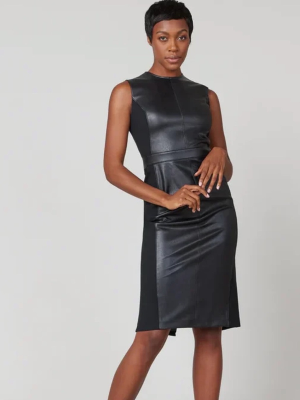 Spanx Leather-Like Combo Fitted Dress M